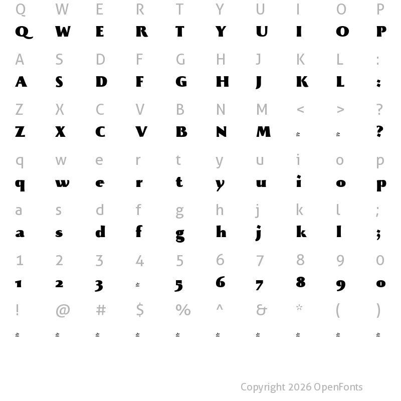 Character Map of FONTSPRING DEMO - Beatrix Antiqua ExtraBlack Bold