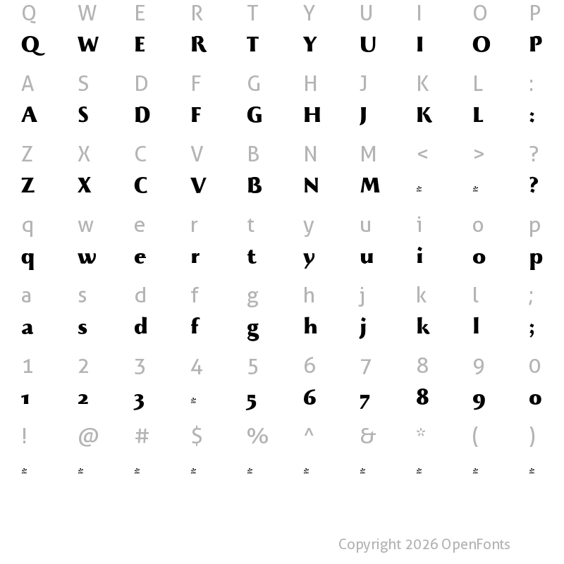 Character Map of FONTSPRING DEMO - Beatrix Antiqua ExtraBold Bold