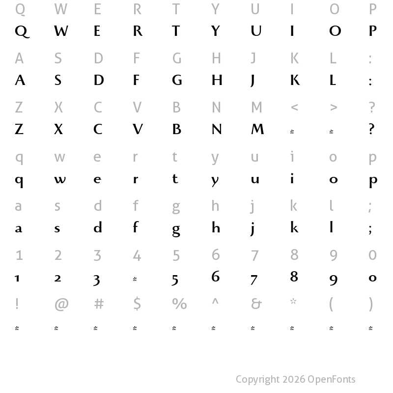 Character Map of FONTSPRING DEMO - Beatrix Antiqua Medium Bold