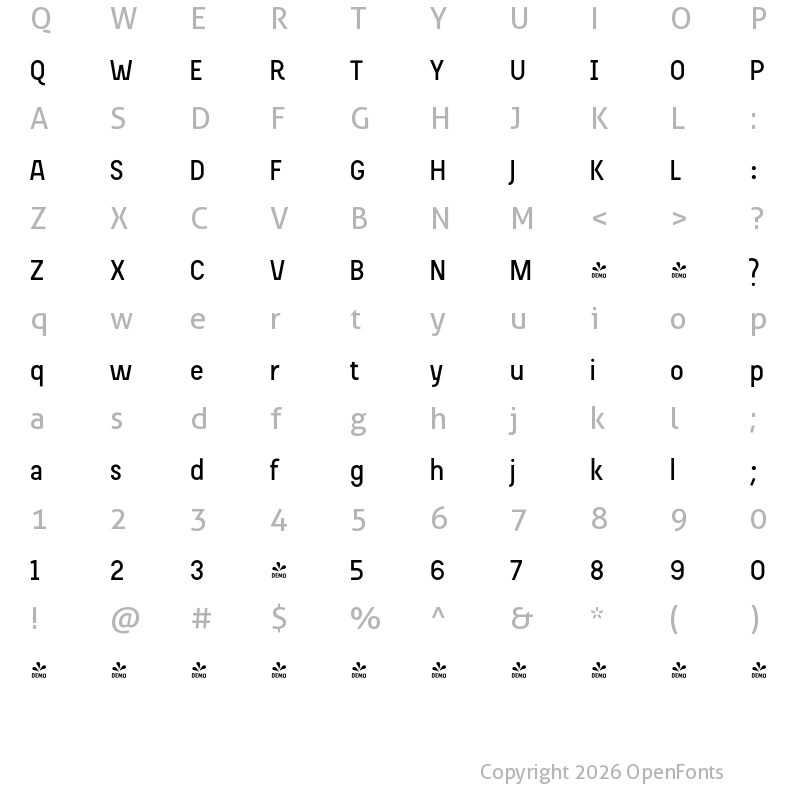 Character Map of FONTSPRING DEMO - Beauchef Medium Regular
