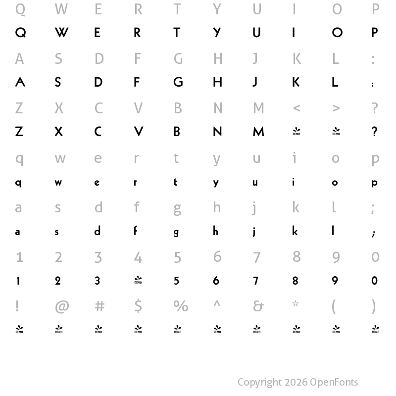 Character Map of FONTSPRING DEMO - BernhardGothicMedium Regular