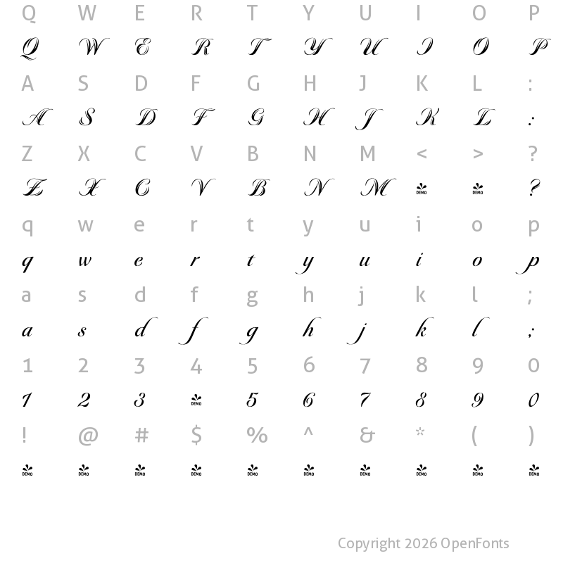 Character Map of FONTSPRING DEMO - Beurre Regular