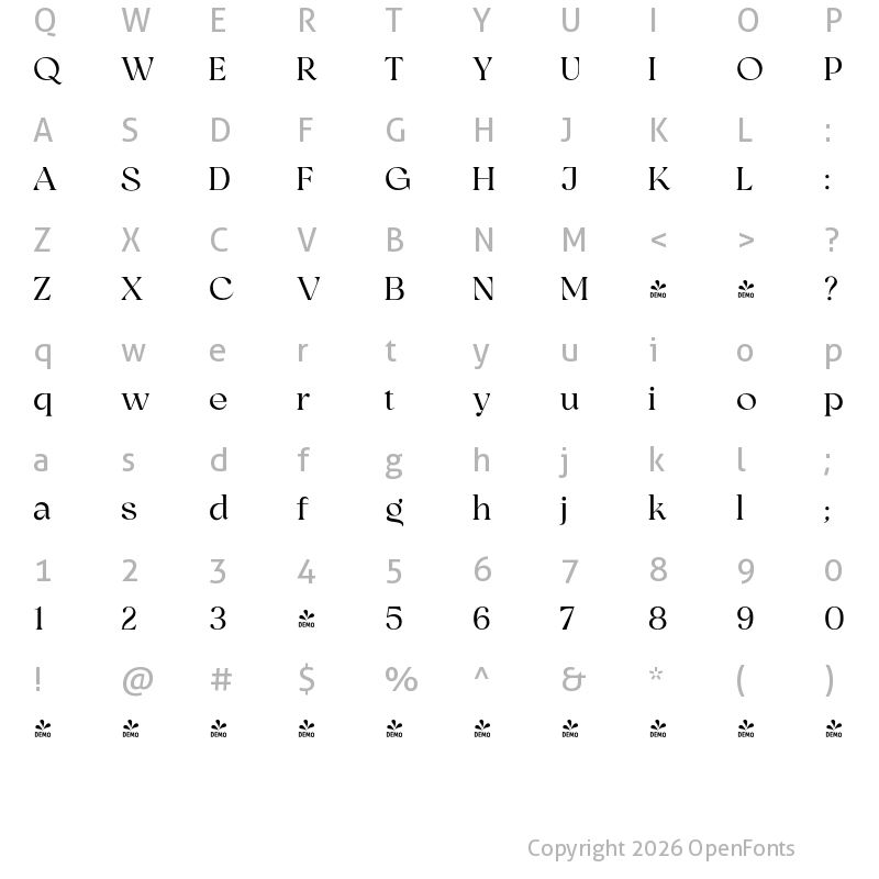 Character Map of FONTSPRING DEMO - Binerka Regular