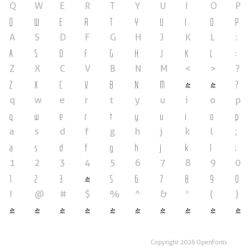 Character Map of FONTSPRING DEMO - Bitcrusher Cd El Regular
