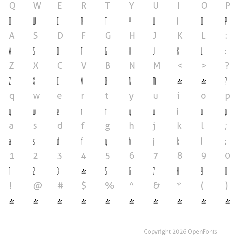 Character Map of FONTSPRING DEMO - Bitcrusher Cm El Regular