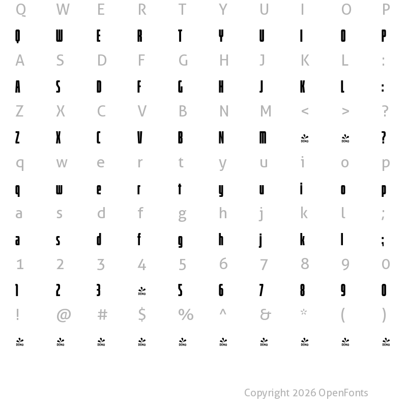 Character Map of FONTSPRING DEMO - Bitcrusher Cp Hv Regular