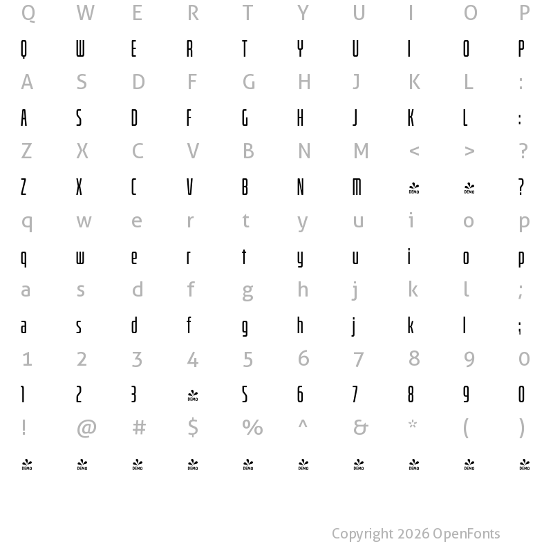 Character Map of FONTSPRING DEMO - Bitcrusher Cp Rg Regular