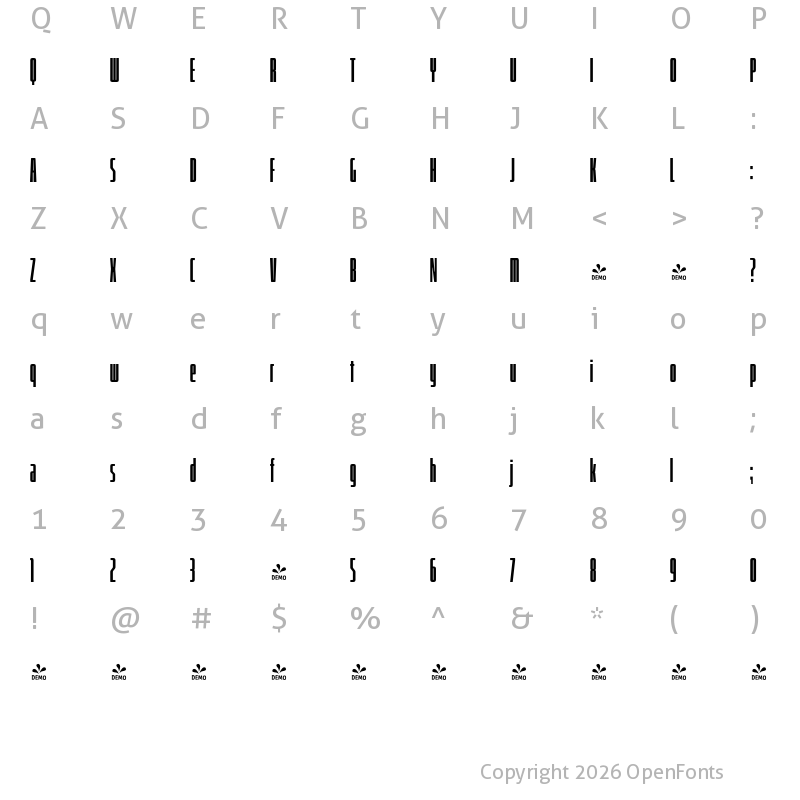 Character Map of FONTSPRING DEMO - Bitcrusher Cr Hv Regular