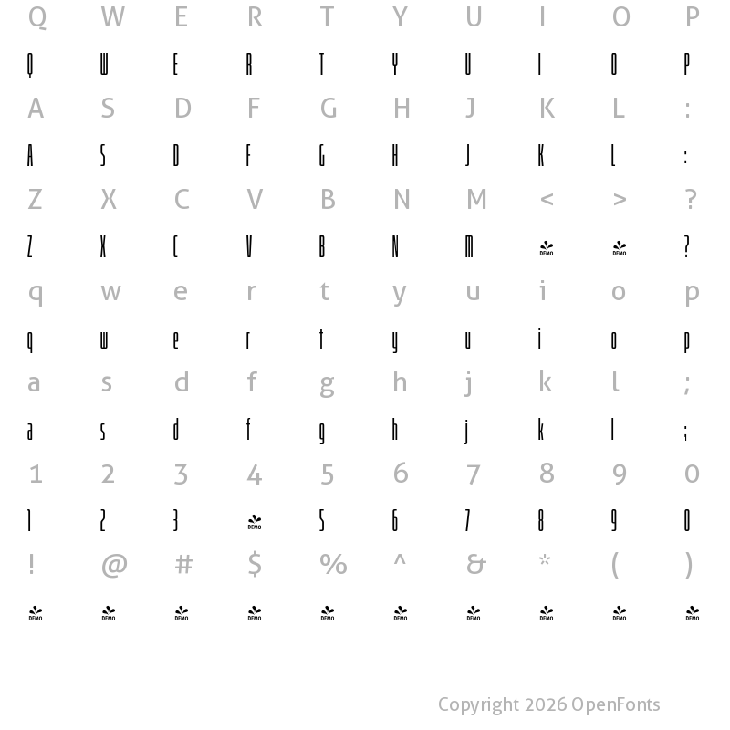 Character Map of FONTSPRING DEMO - Bitcrusher Cr Rg Regular