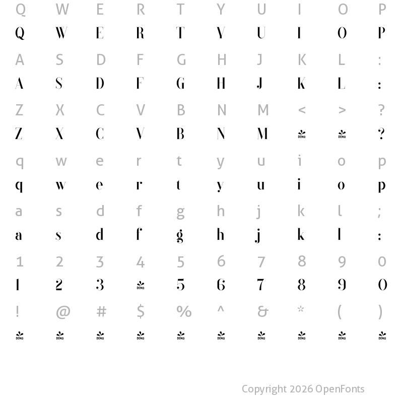 Character Map of FONTSPRING DEMO - Black Goose Regular