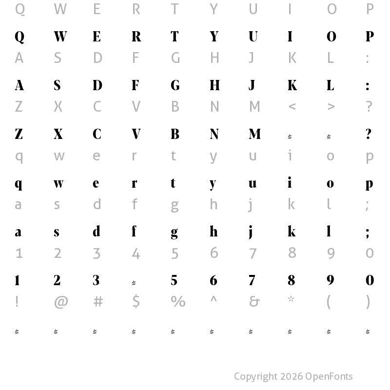 Character Map of FONTSPRING DEMO - Blacker Pro Cond Dis ExBd Regular