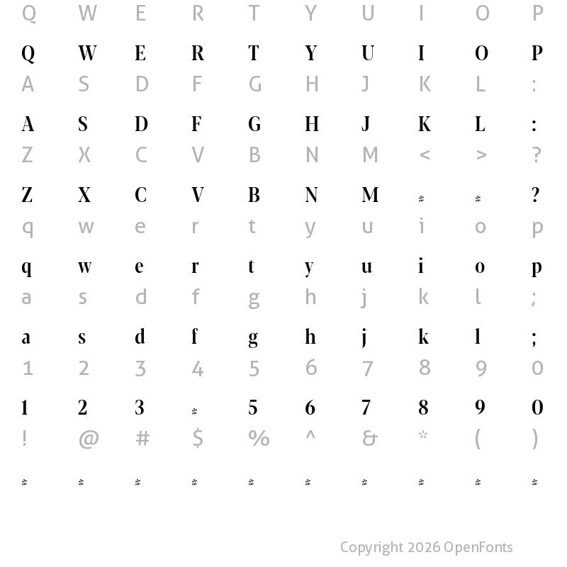 Character Map of FONTSPRING DEMO - Blacker Pro Cond Dis Md Regular