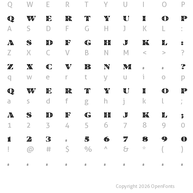Character Map of FONTSPRING DEMO - Blacker Pro Tit Dmd Bk Regular