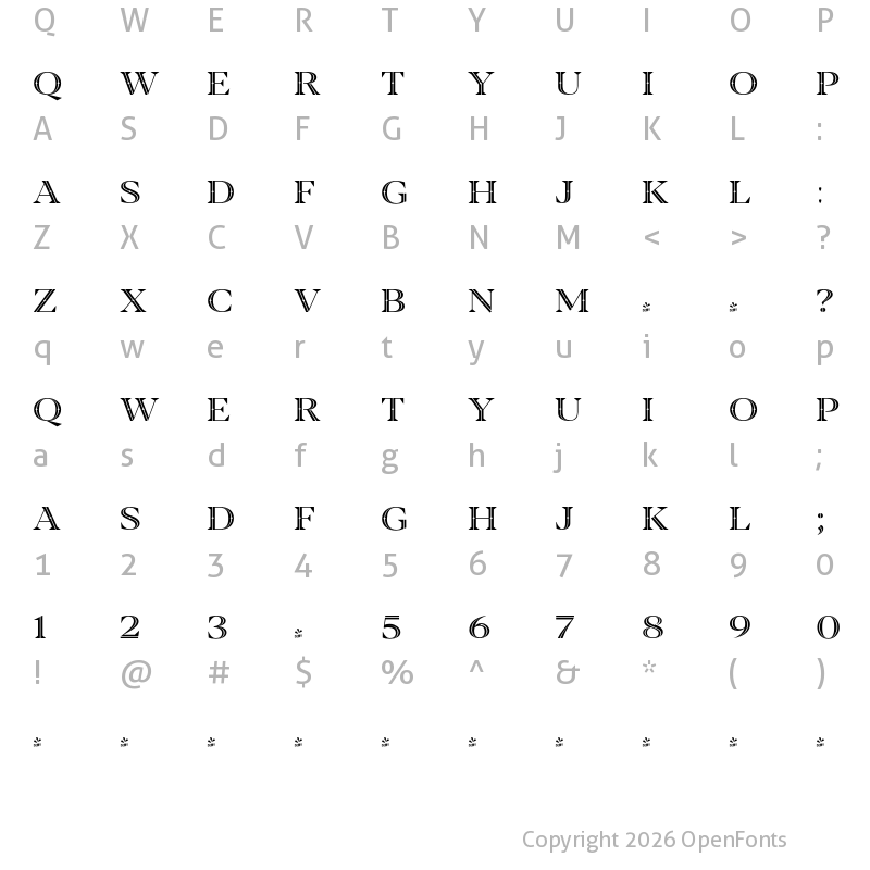 Character Map of FONTSPRING DEMO - Blacker Pro Tit Dmd Md Regular