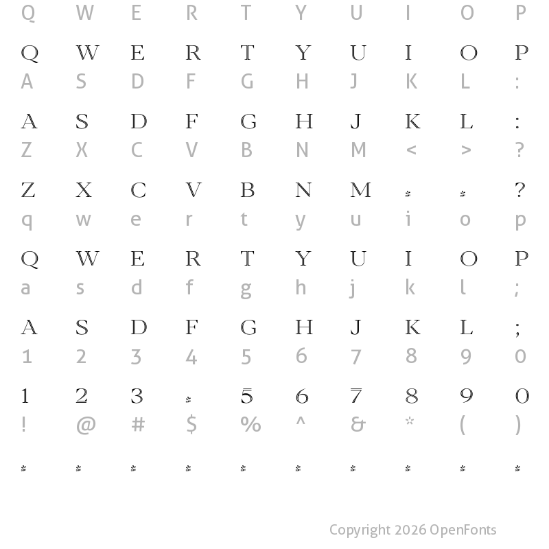 Character Map of FONTSPRING DEMO - Blacker Pro Tit In Lt Regular
