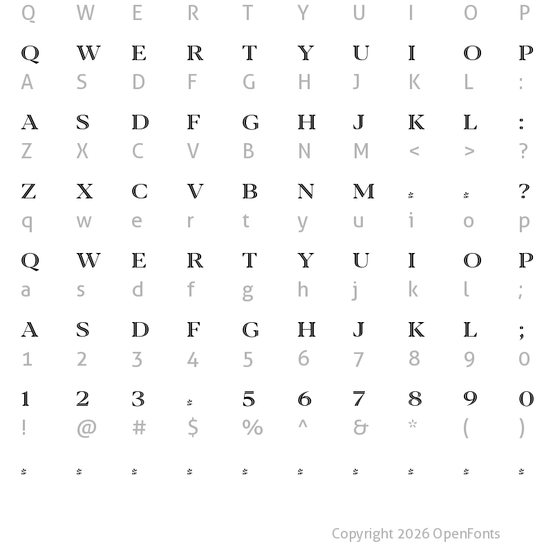 Character Map of FONTSPRING DEMO - Blacker Pro Tit In Md Regular