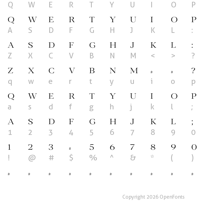 Character Map of FONTSPRING DEMO - Blacker Pro Tit Lt Regular