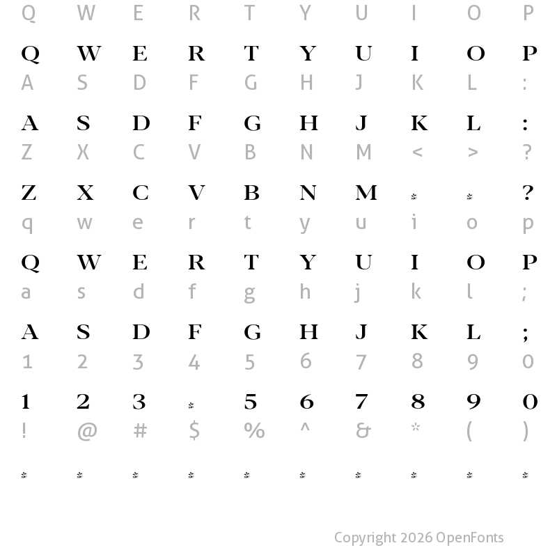 Character Map of FONTSPRING DEMO - Blacker Pro Tit Md Regular