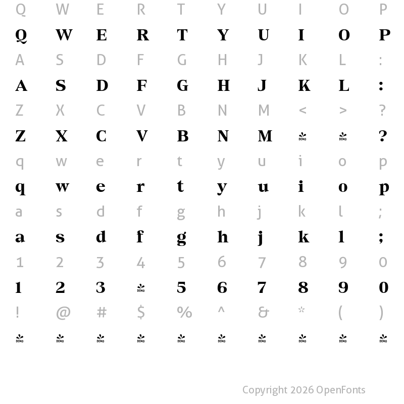 Character Map of FONTSPRING DEMO - Block Quote Regular