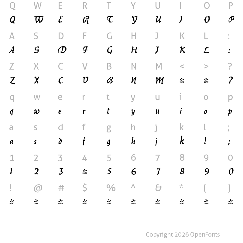 Character Map of FONTSPRING DEMO - Boehland Regular