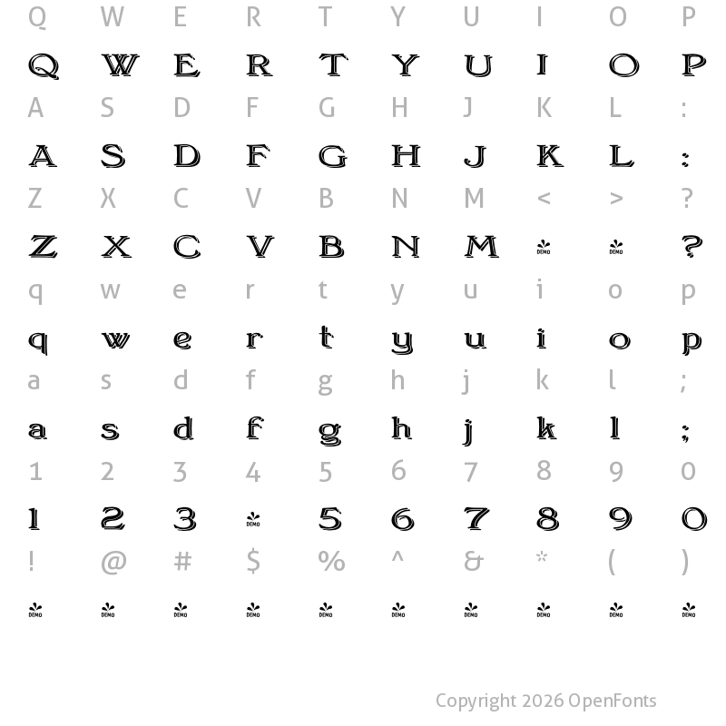 Character Map of FONTSPRING DEMO - Bonning Wide Expanded Black