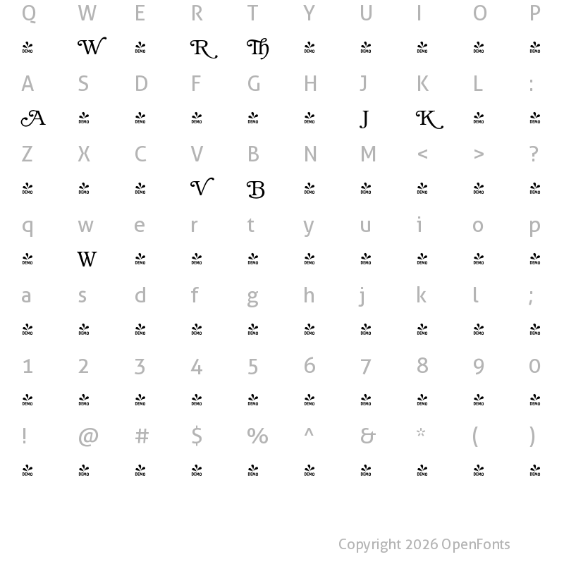 Character Map of FONTSPRING DEMO - Book Alt Light Regular