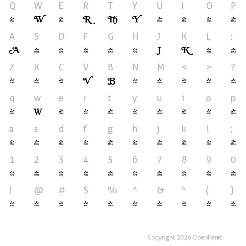 Character Map of FONTSPRING DEMO - Book Alt Medium Regular