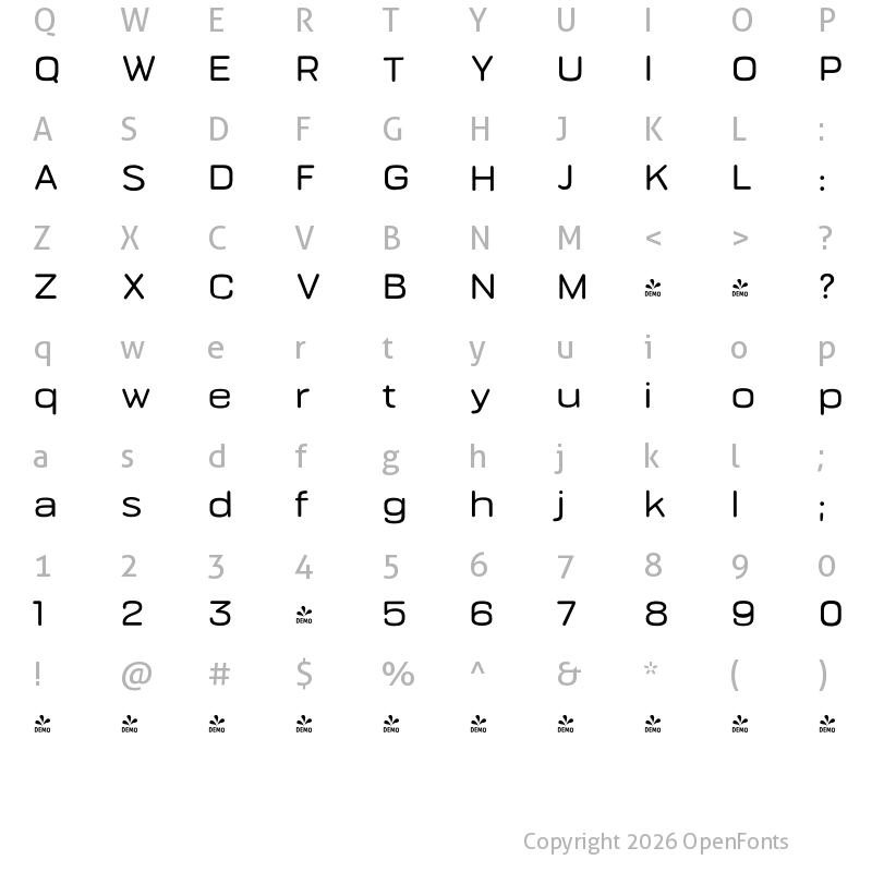 Character Map of FONTSPRING DEMO - Bourton Round Medium Wide Regular