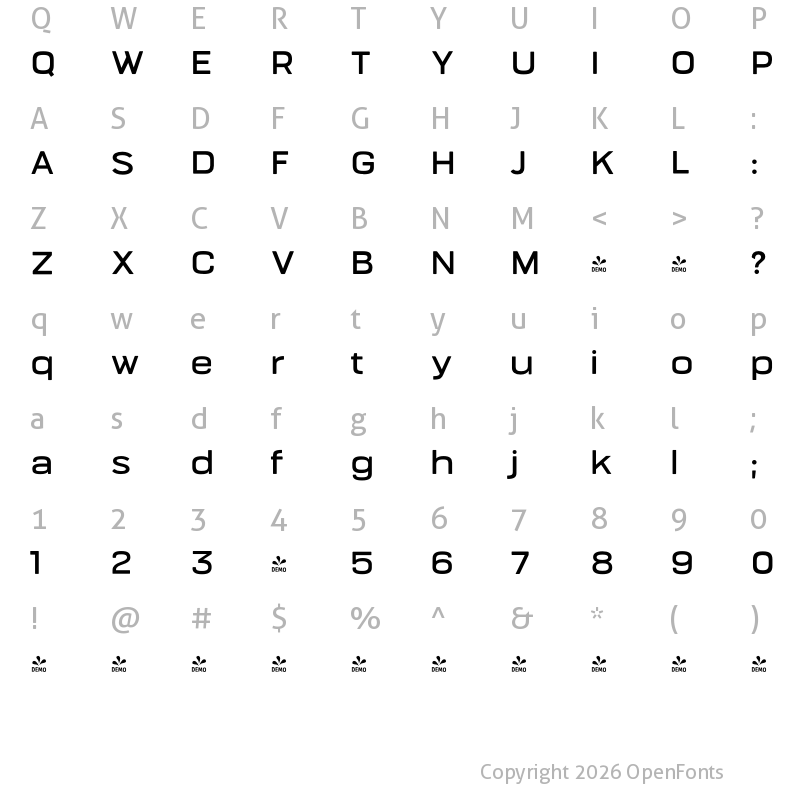 Character Map of FONTSPRING DEMO - Bourton Text SemiBold Wide Regular