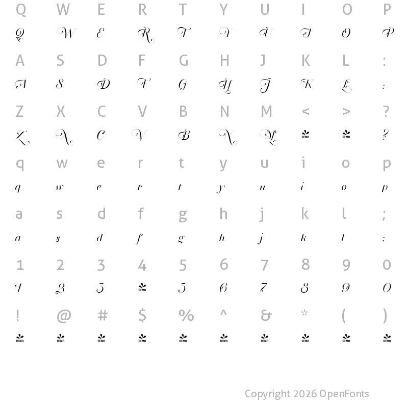 Character Map of FONTSPRING DEMO - Breathe Pro Regular
