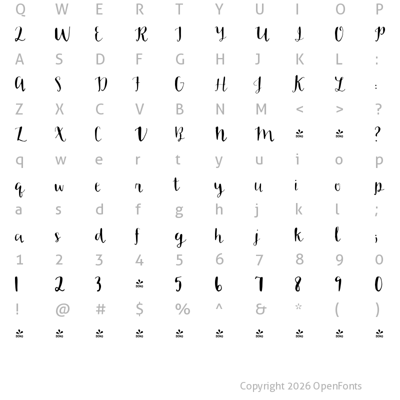 Character Map of FONTSPRING DEMO - Bren Regular