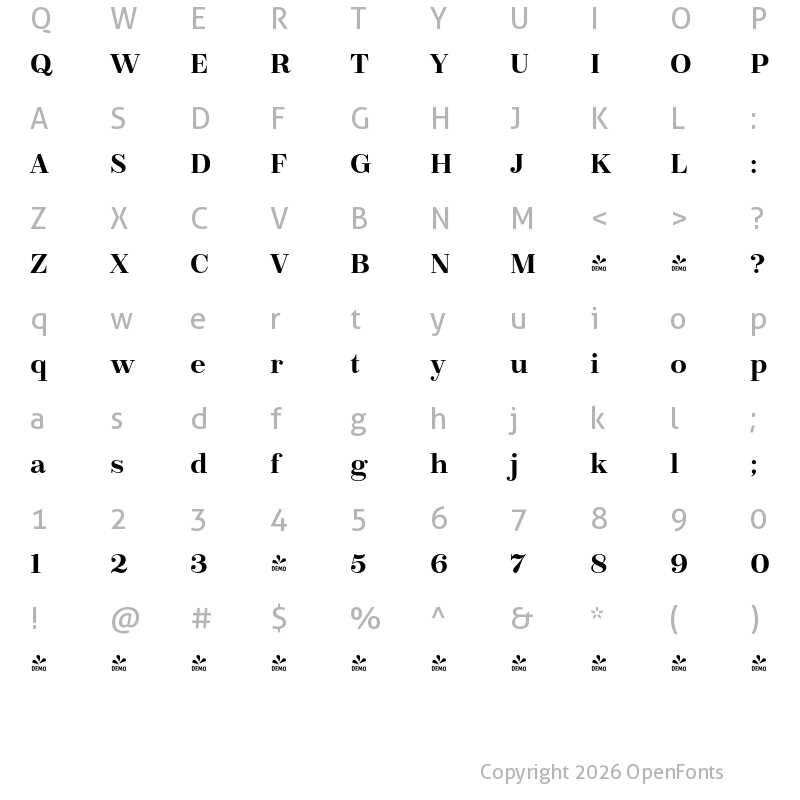 Character Map of FONTSPRING DEMO - Bridone Regular