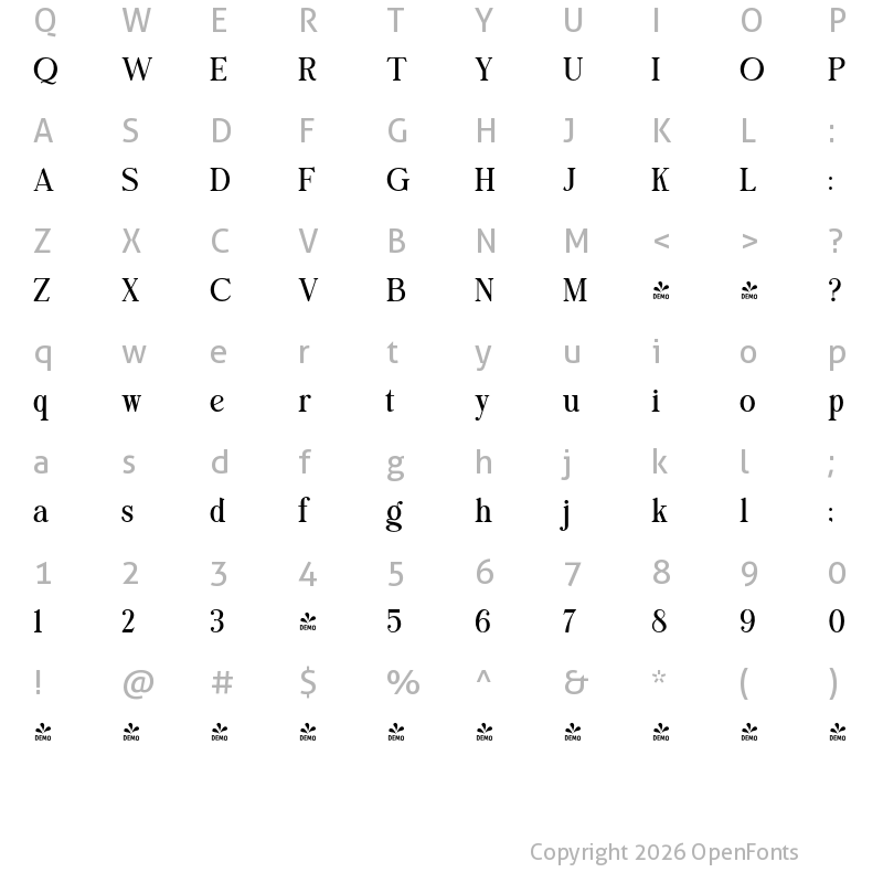 Character Map of FONTSPRING DEMO - Bright Gesture Regular