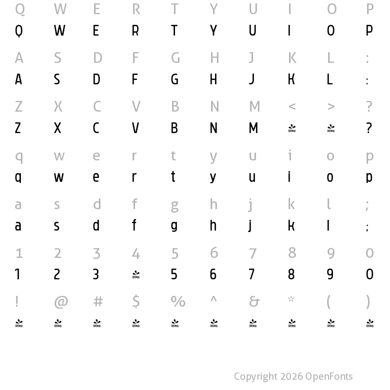Character Map of FONTSPRING DEMO - Brilk Regular