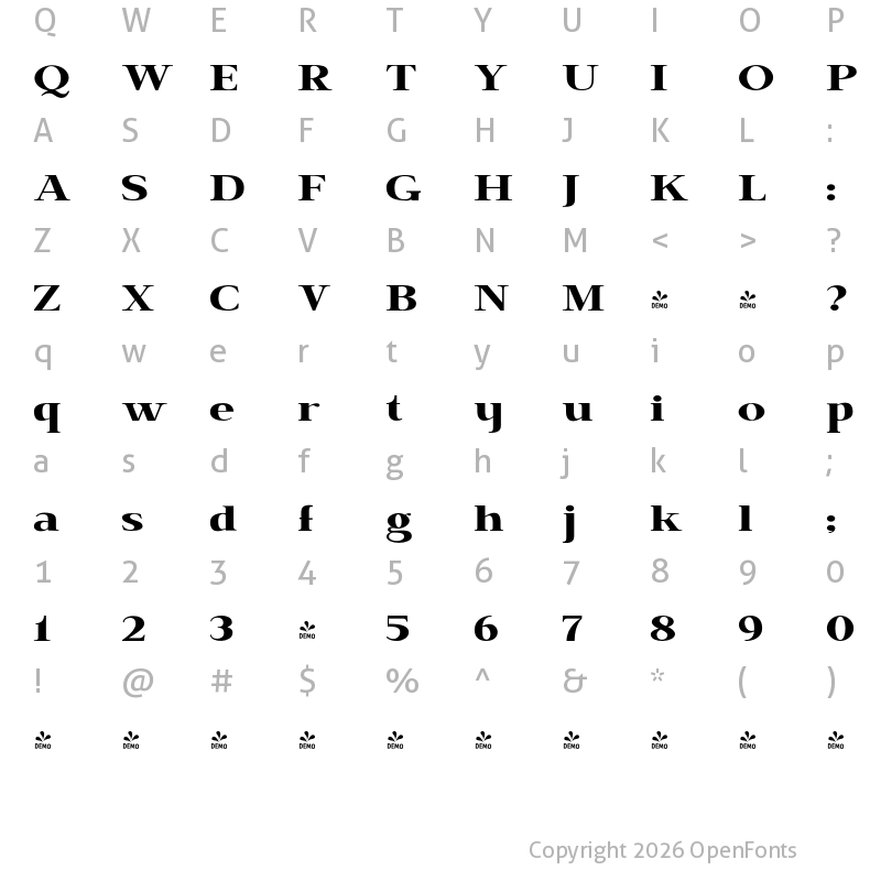 Character Map of FONTSPRING DEMO - BrixtonPro-Bold Regular