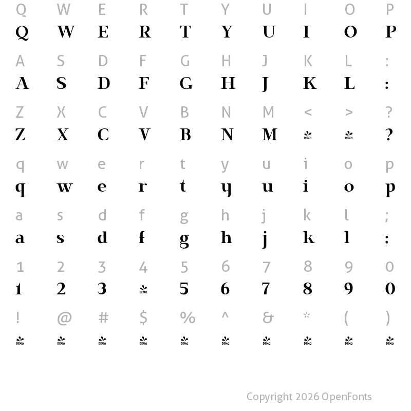 Character Map of FONTSPRING DEMO - BrixtonPro-CondensedRegular Regular