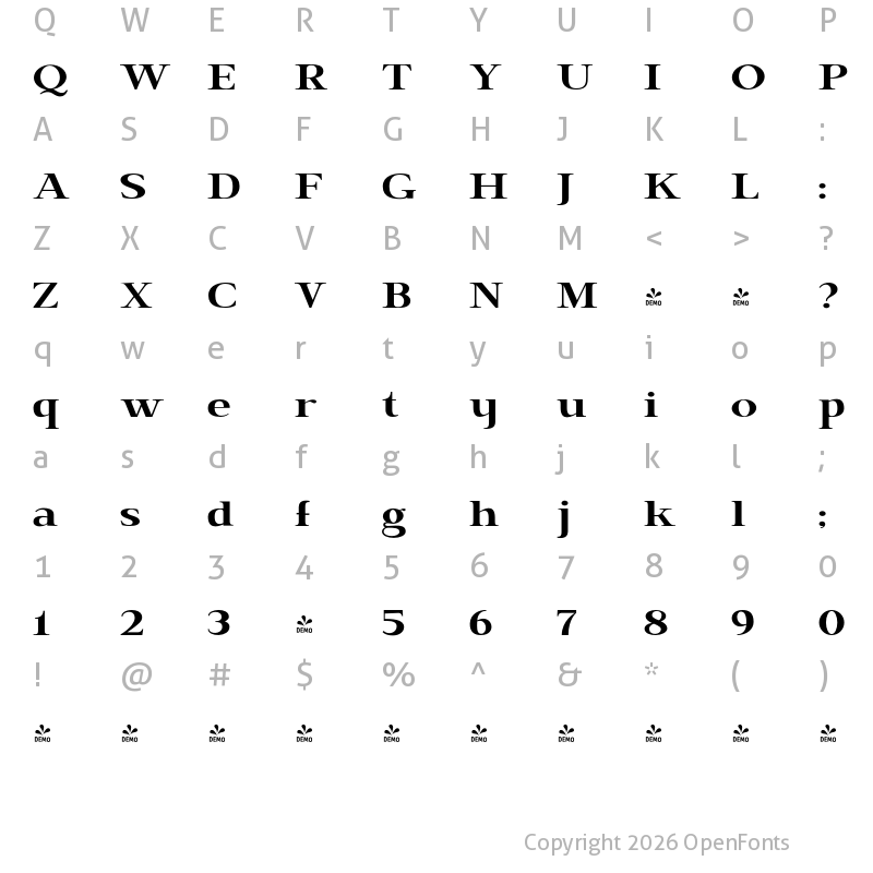 Character Map of FONTSPRING DEMO - BrixtonPro-Regular Regular