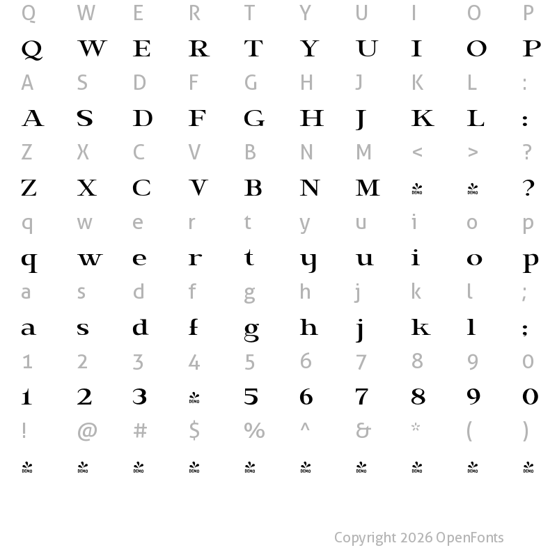 Character Map of FONTSPRING DEMO - BrixtonPro-Thin Regular