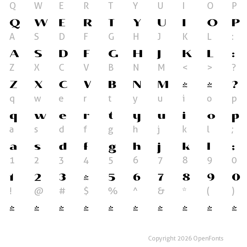 Character Map of FONTSPRING DEMO - BrixtonSansPro-Heavy Regular