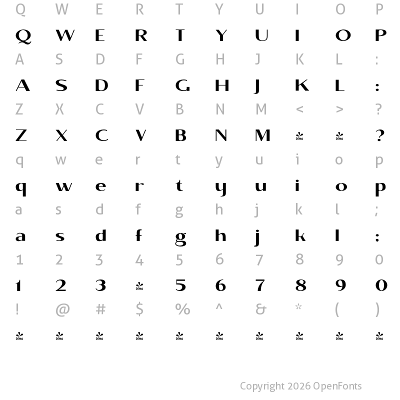 Character Map of FONTSPRING DEMO - BrixtonSansPro-Regular Regular