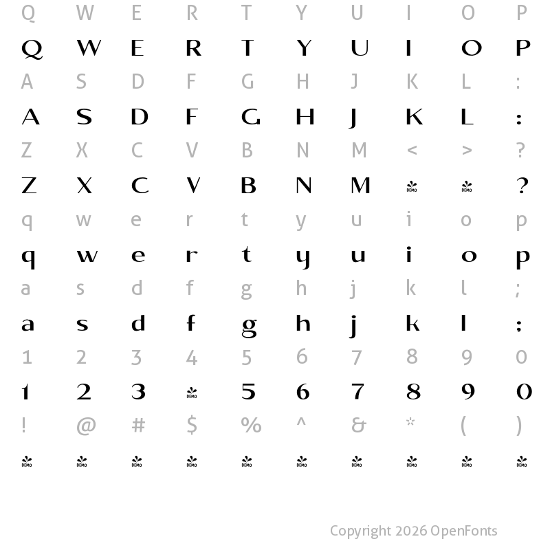 Character Map of FONTSPRING DEMO - BrixtonSansPro-Thin Regular