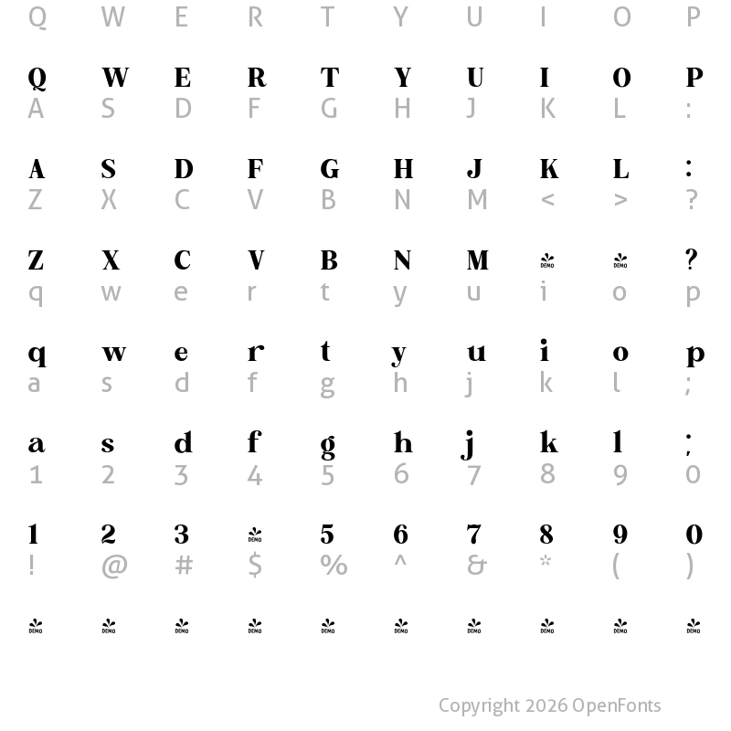 Character Map of FONTSPRING DEMO - Brohoney family ExtraBold Regular