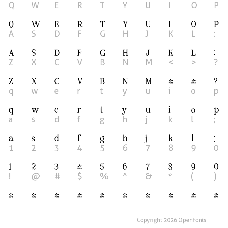 Character Map of FONTSPRING DEMO - Brohoney family Normal Regular