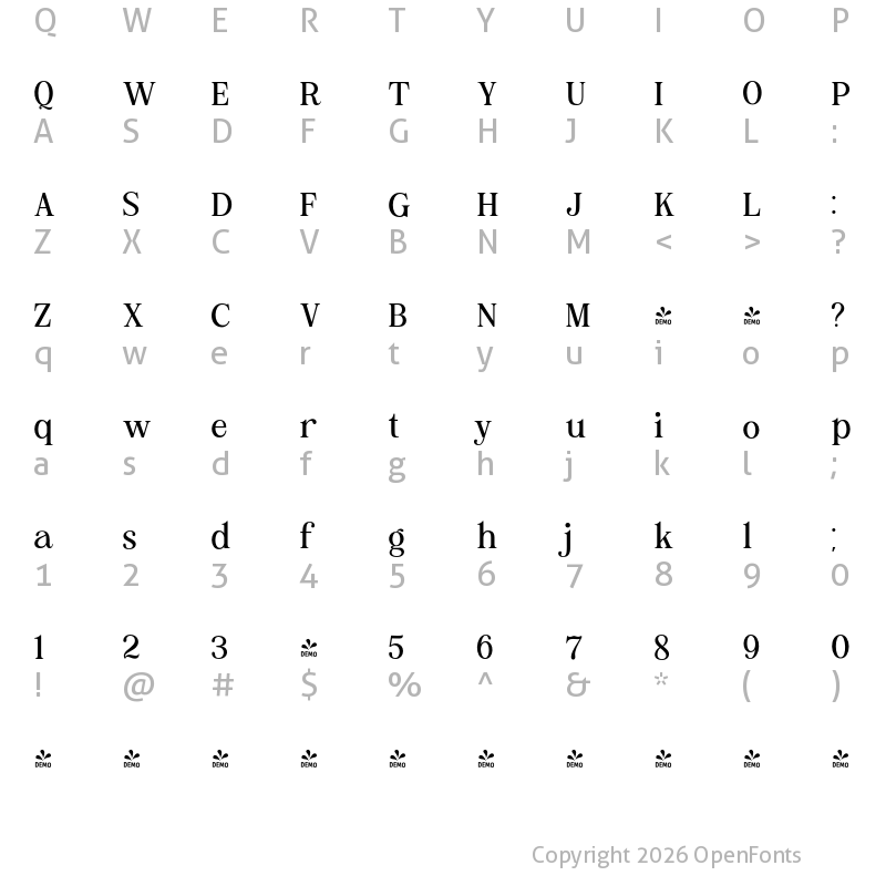 Character Map of FONTSPRING DEMO - Brohoney family Regular