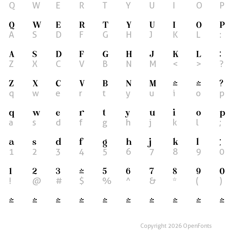 Character Map of FONTSPRING DEMO - Brohoney family SemiBold Regular