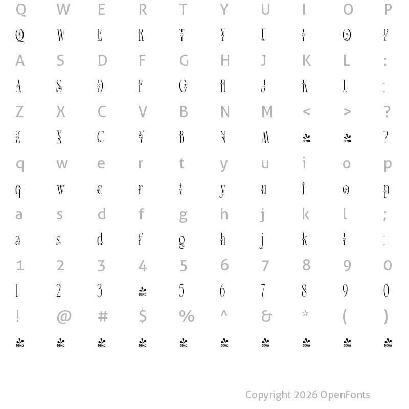 Character Map of FONTSPRING DEMO - Broshock Regular