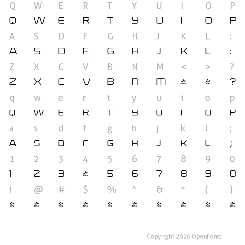 Character Map of FONTSPRING DEMO - Bullish Light Small Caps Regular