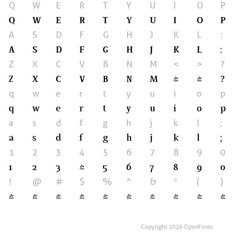 Character Map of FONTSPRING DEMO - BUOZZI Medium Regular