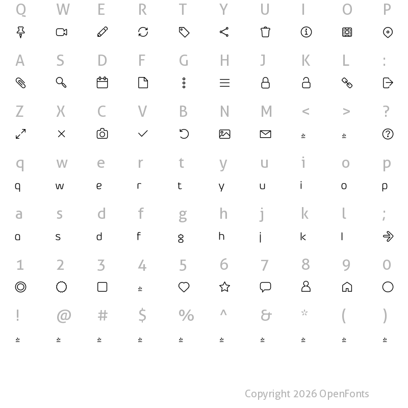 Character Map of FONTSPRING DEMO - Byom Icons Regular