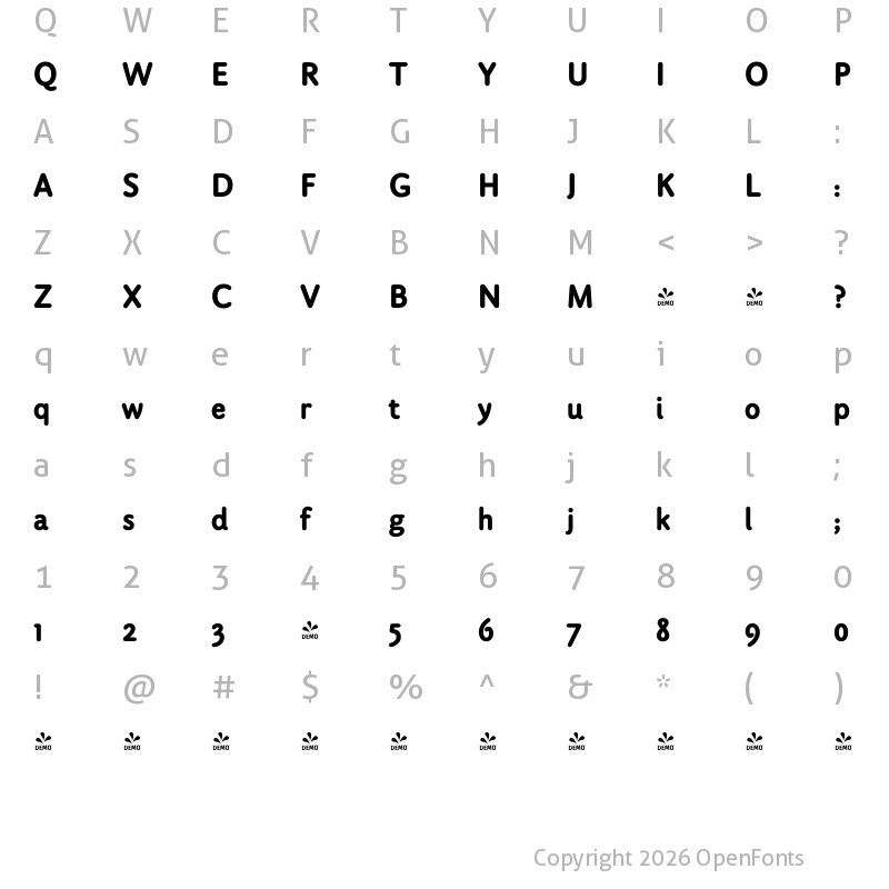 Character Map of FONTSPRING DEMO - Byronic ExtBd Regular